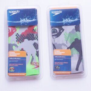SPEEDO Adult Swim Caps Bundle of 2 New Thrills & Chills Green & Grey